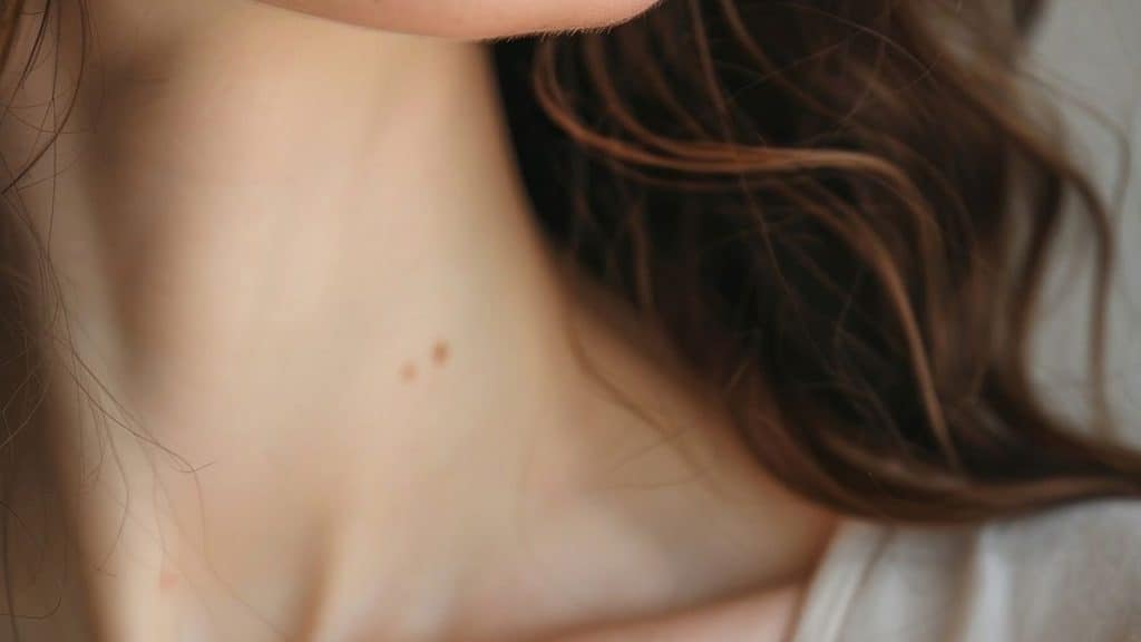 Close-up of a woman’s neck for a blog about hypothyroidism, thyroiditis, and fertility support in BC.